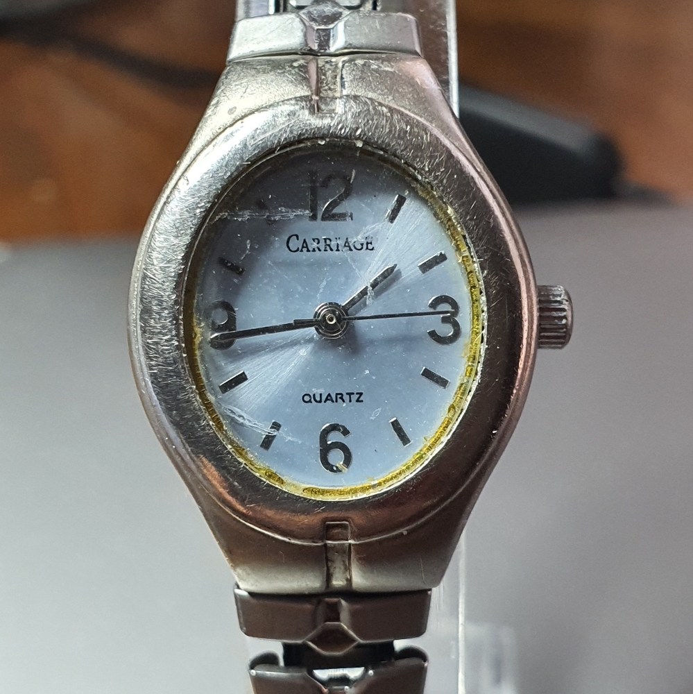10/$20 Carriage by Timex Silver/Blue Stainless Steel Women's Watch